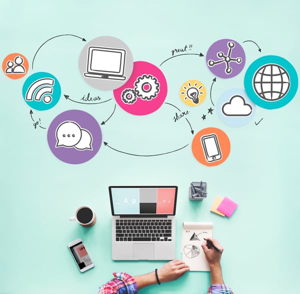 aerial-view-of-woman-working-on-social-media-2023-11-27-05-15-57-utc