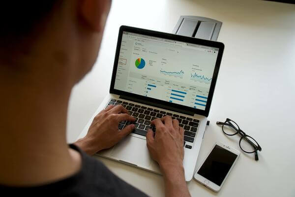 Data analysis page open on laptop screen