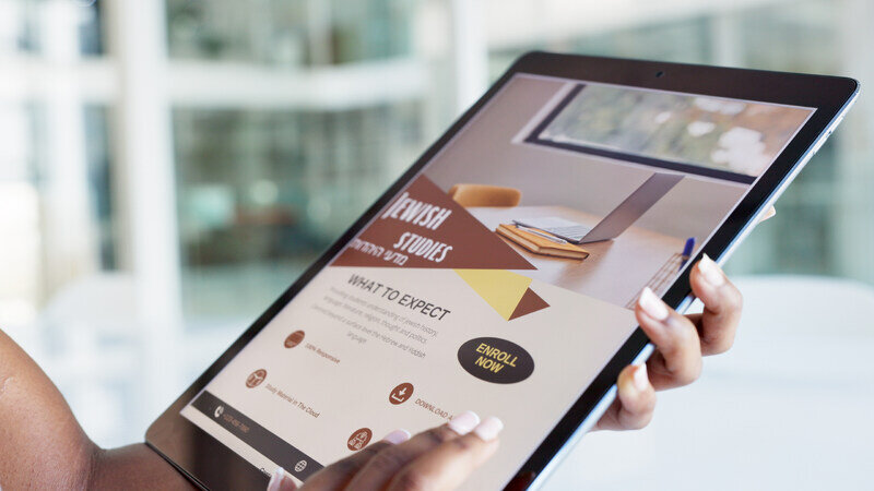 Tablet shows an online lead form as it's being completed