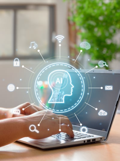 Graphic shows AI architecture and its integration between systems