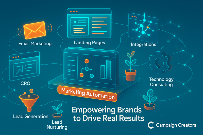 Graphic shows various marketing automation tools which are available in HubSpot 
