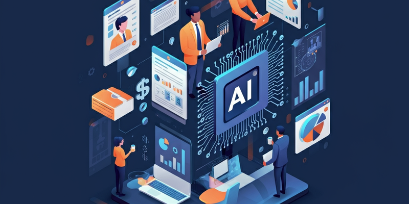 Graphic illustrates computer chips in a collage of Ai systems  