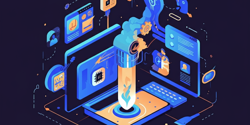 Graphic shows illustration of leads going into a computer network